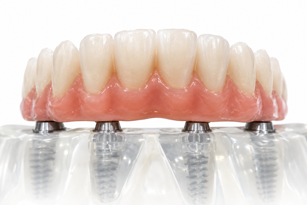 Prótesis completa para tratamiento de carga inmediata sobre implantes.
