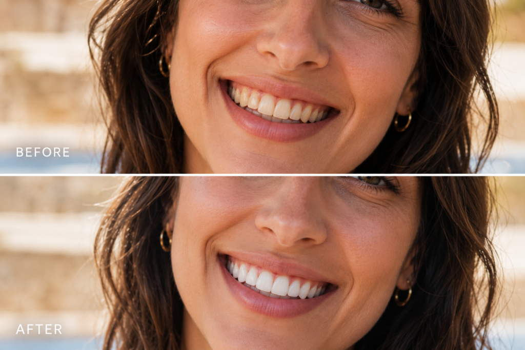 ⁠Resultado final de tratamiento de blanqueamiento dental profesional en Llíria.⁠