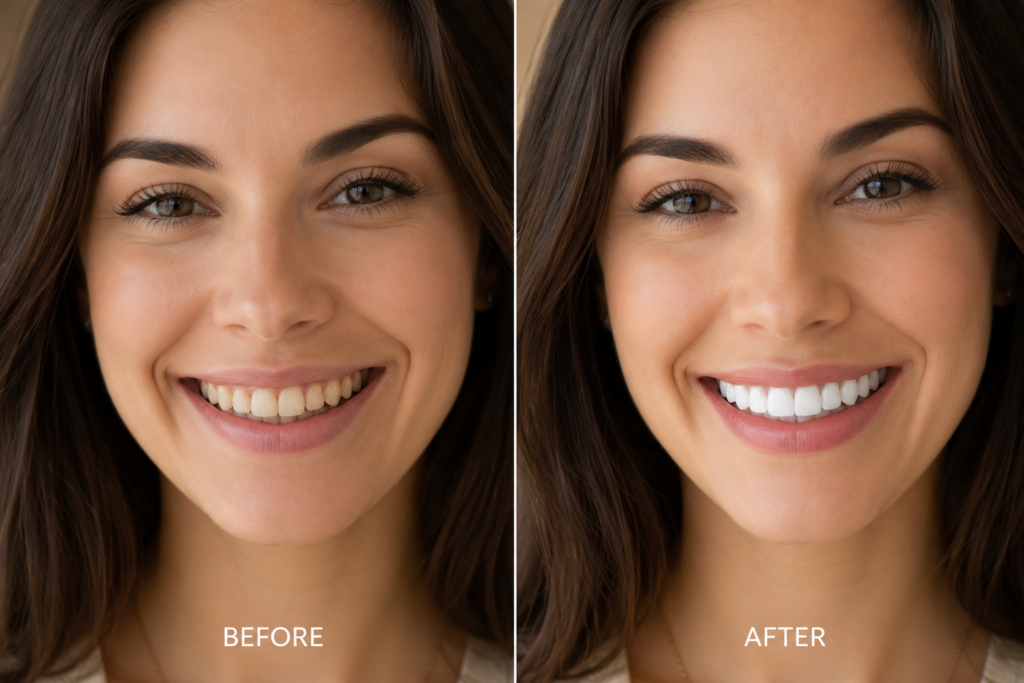 Antes y después de carillas dentales en Llíria — Clínica Miguel Pérez Odontología
